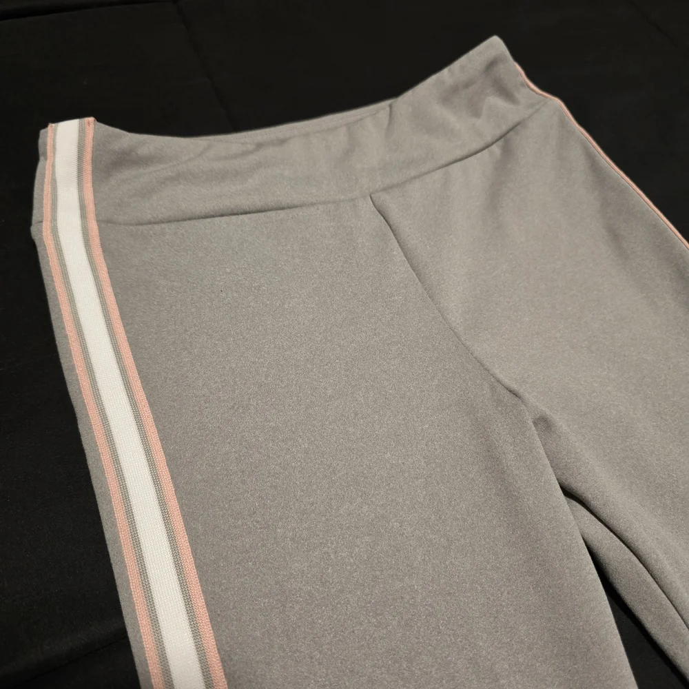 Carters Girls Flare Pants Gray Pink‎ Stripe Athletic Stretch Leggings Size 10